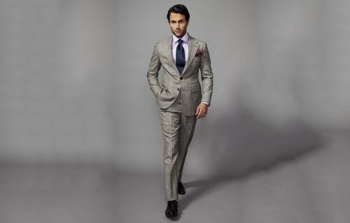 Penn Badgley prince of whales, Glen plaid , check, English wool, English suits, English Tailoring