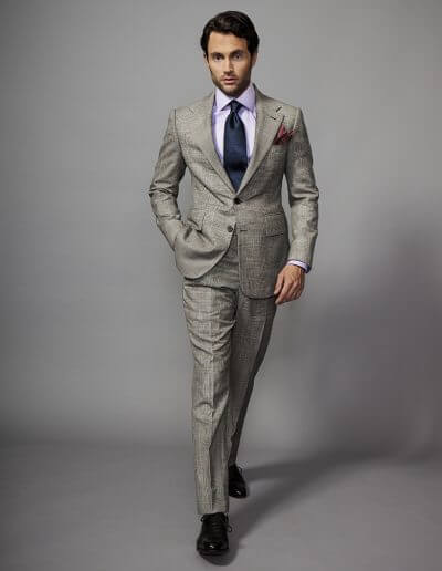 Penn Badgley prince of whales, Glen plaid , check, English wool, English suits, English Tailoring
