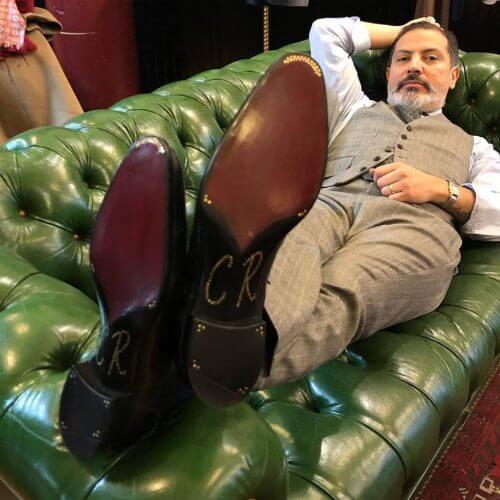 Robinson relaxing on the store couch