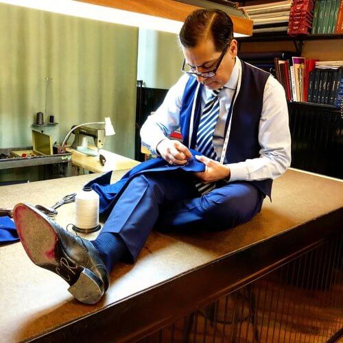 Robinson sitting on the table working