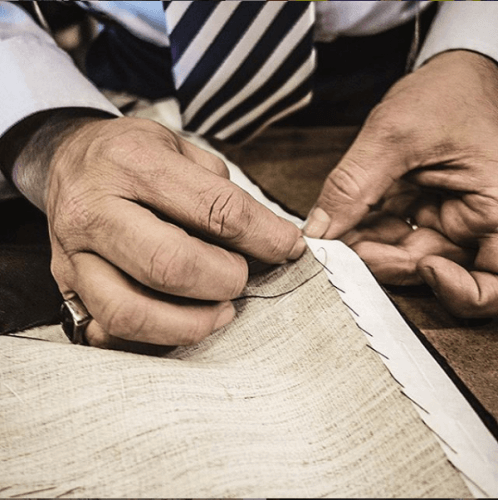 Closeup of hand stitching
