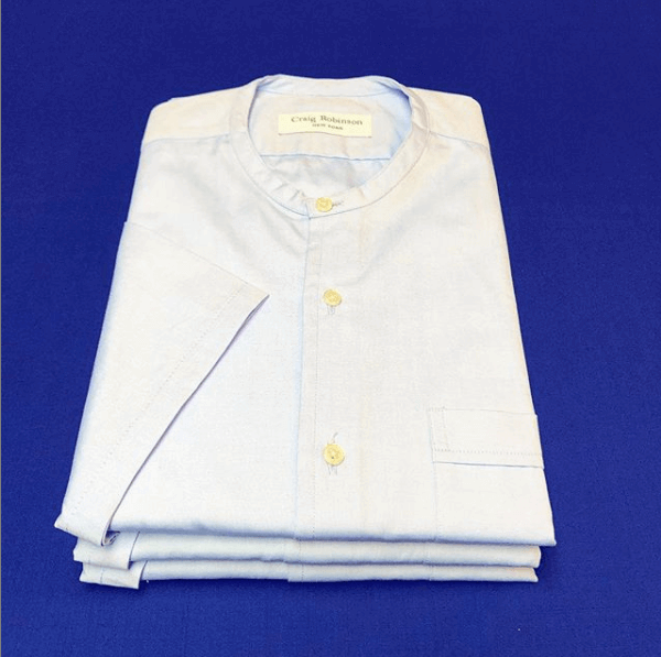 The short sleeve band collar , summer fave