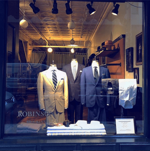 Three suit display in the store window