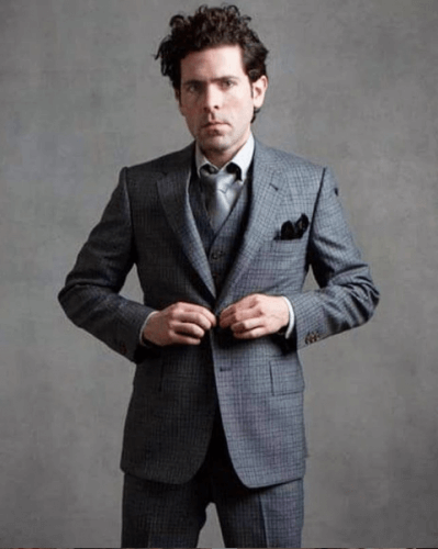 Model showing off a charcoal three piece suit