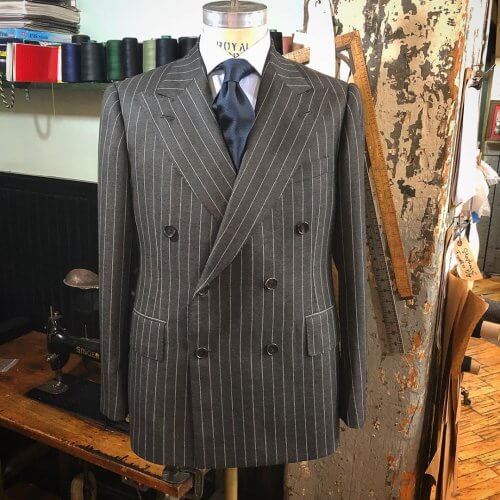 Double breasted suit on display