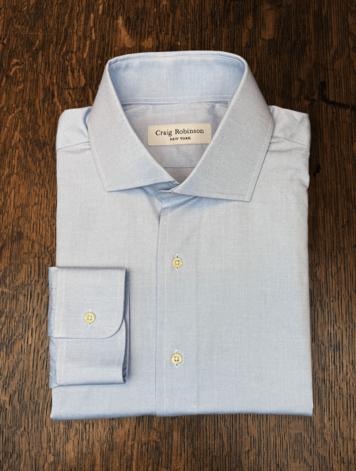Light Blue Pinpoint Oxford Spread Collar