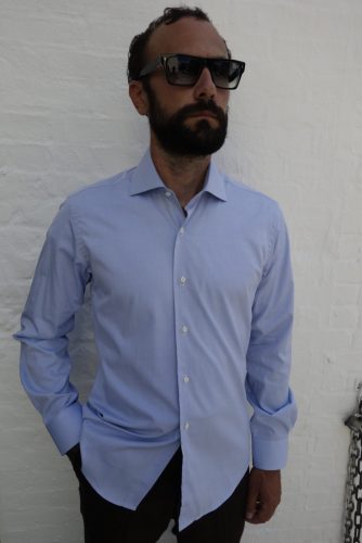 Light blue Pinpoint Oxford Spread collar shirt