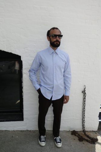 Light blue Pinpoint Oxford Spread collar shirt