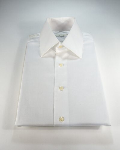 White Pinpoint Oxford Point collar shirt
