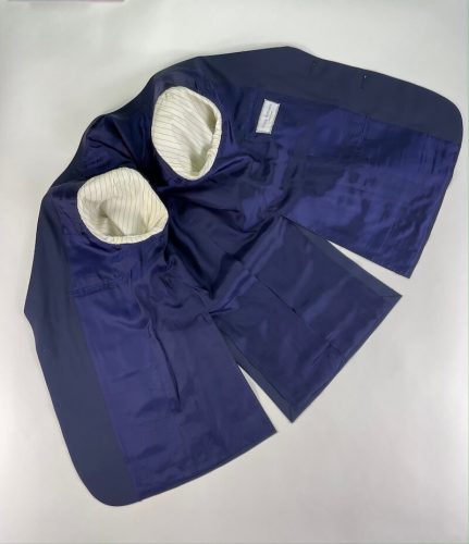 Inner lining of navy suit jacket