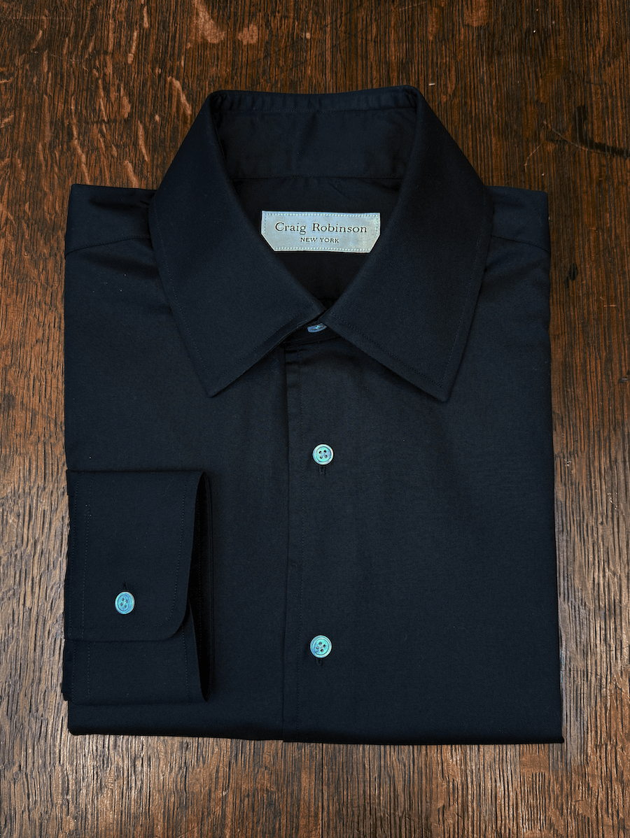 Black Pinpoint Oxford Point Collar