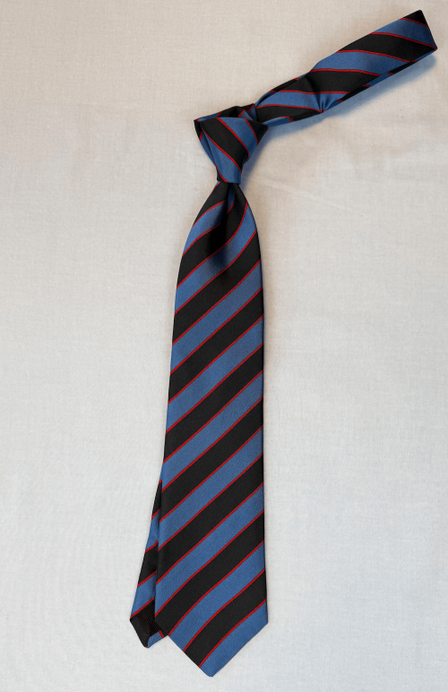 Black, Red & French Blue Silk Tie