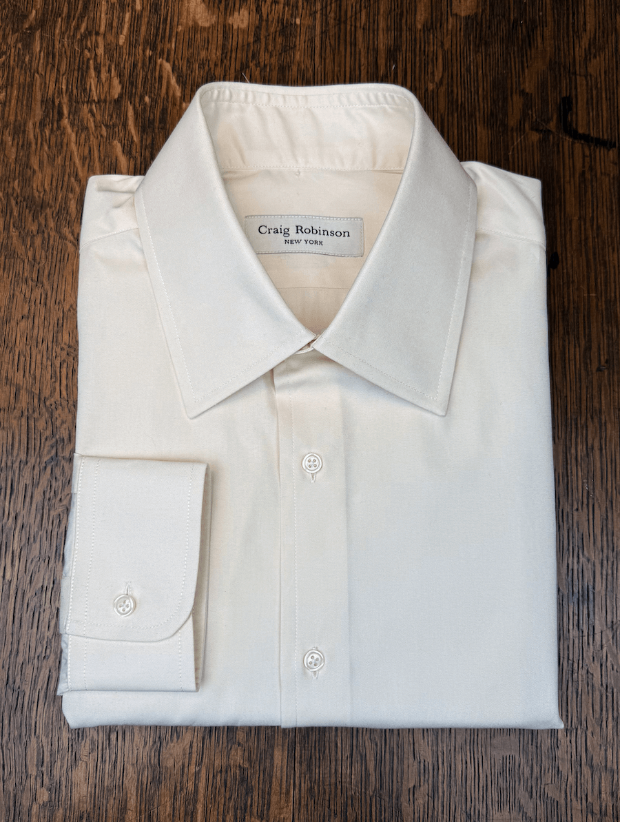 Ecru Pinpoint Oxford Point Collar